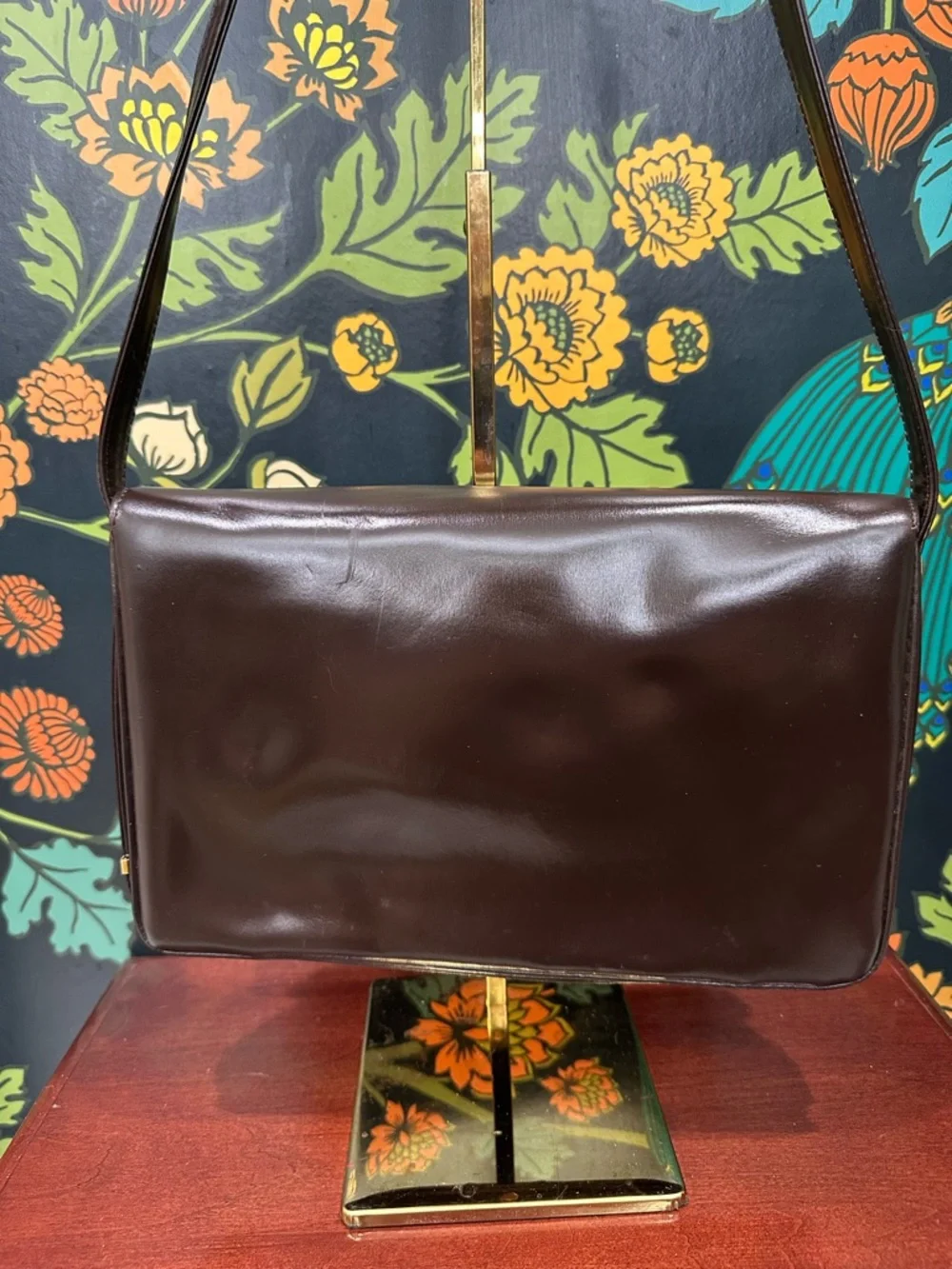 Vintage Loewe Anagram Leather Shoulder Bag Brown Spain Pre-LVMH Structured Flap - Picture 5 of 12
